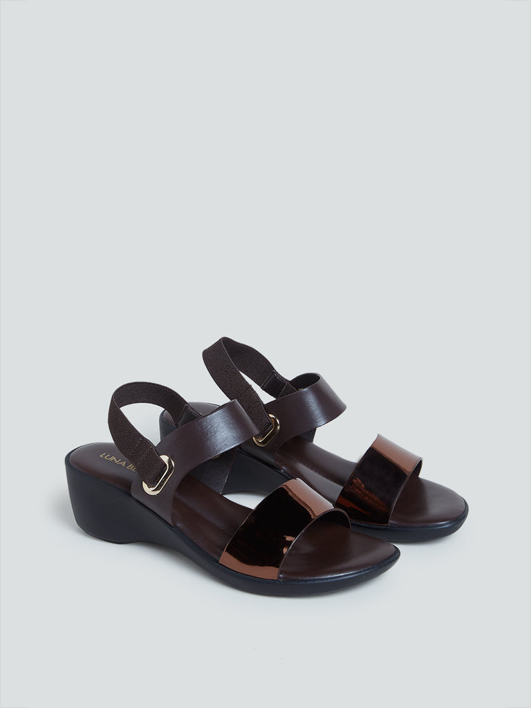 LUNA BLU Dark Brown Wedge-Heel Sandals